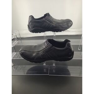 Skechers Mens Slip On Shoes Size 7.5 Black Faux Leather Relaxed‎ Fit Memory Foam